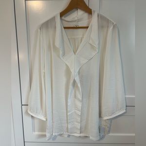 Loft mixed media ruffle blouse